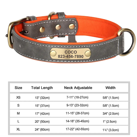Personalized PU Leather Dog Collar – Custom Engraved ID Nameplate