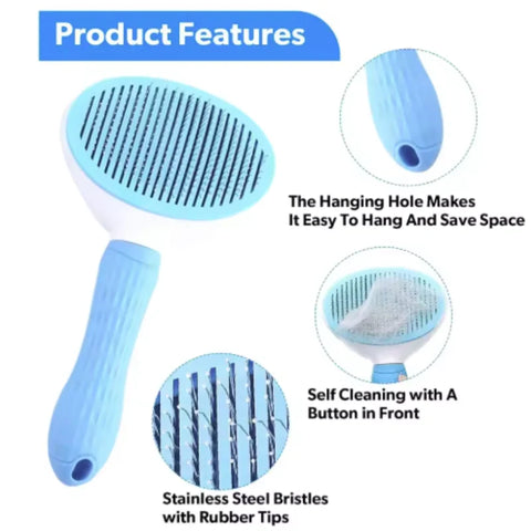 Compact Self-Cleaning Pet Brush – Portable Hair Remover for Dogs & Cats