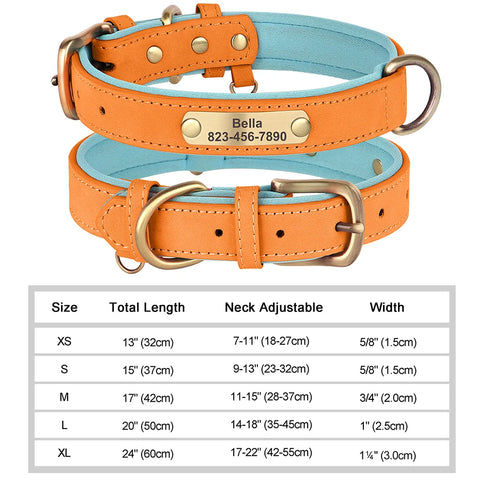 Personalized PU Leather Dog Collar – Custom Engraved ID Nameplate