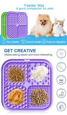 4-in-1 Pet Licking Mat – Suction Cup Slow Feeder for Dogs & Cats