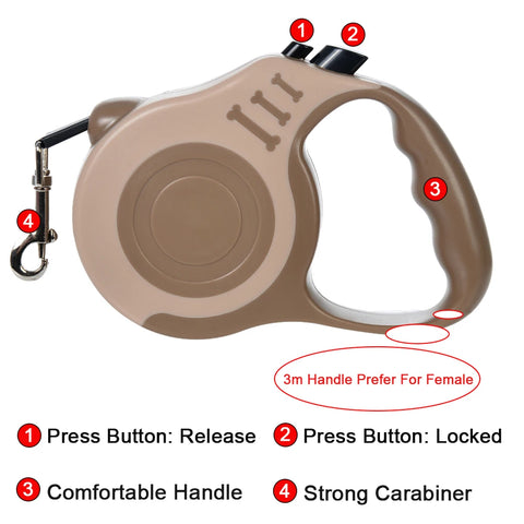 Retractable Dog Leash 3m/5m – Strong Nylon Automatic Pet Lead