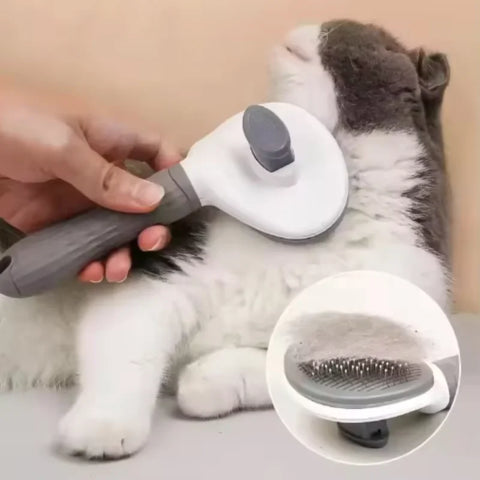 Compact Self-Cleaning Pet Brush – Portable Hair Remover for Dogs & Cats