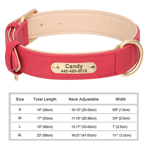 Personalized PU Leather Dog Collar – Custom Engraved ID Nameplate