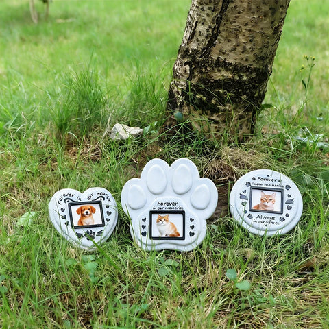 Paw Print Pet Memorial Frame – Personalized Photo Tombstone Keepsake