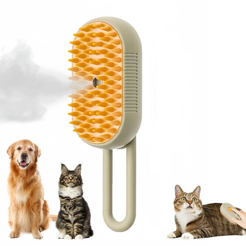 3-in-1 Steam Massage Pet Brush – Rechargeable Cat & Dog Grooming Comb