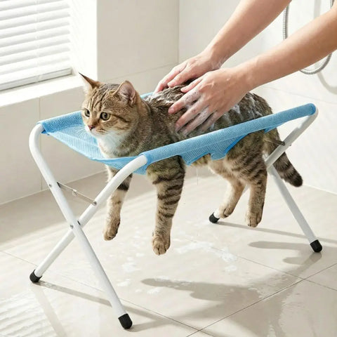 Cat Dog Bathing Rack Quick Dry Mesh Pet Grooming Hammock Anti-scratch Cat Nail Clipping Holder Dogs Cats Grooming Supplies