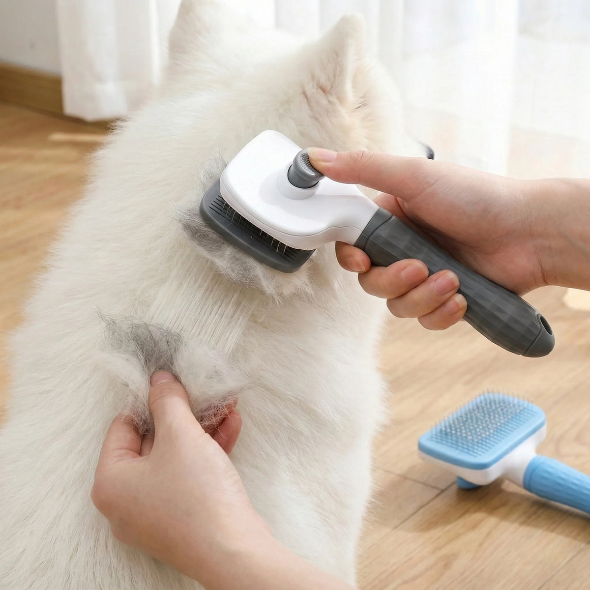 Dual-Use Pet Grooming Brush – Self-Cleaning Slicker Comb for Dogs & Cats