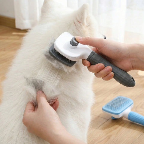 Dual-Use Pet Grooming Brush – Self-Cleaning Slicker Comb for Dogs & Cats