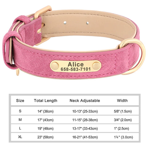 Personalized PU Leather Dog Collar – Custom Engraved ID Nameplate