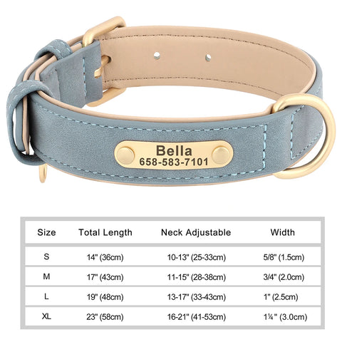 Personalized PU Leather Dog Collar – Custom Engraved ID Nameplate
