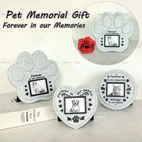 Paw Print Pet Memorial Frame – Personalized Photo Tombstone Keepsake