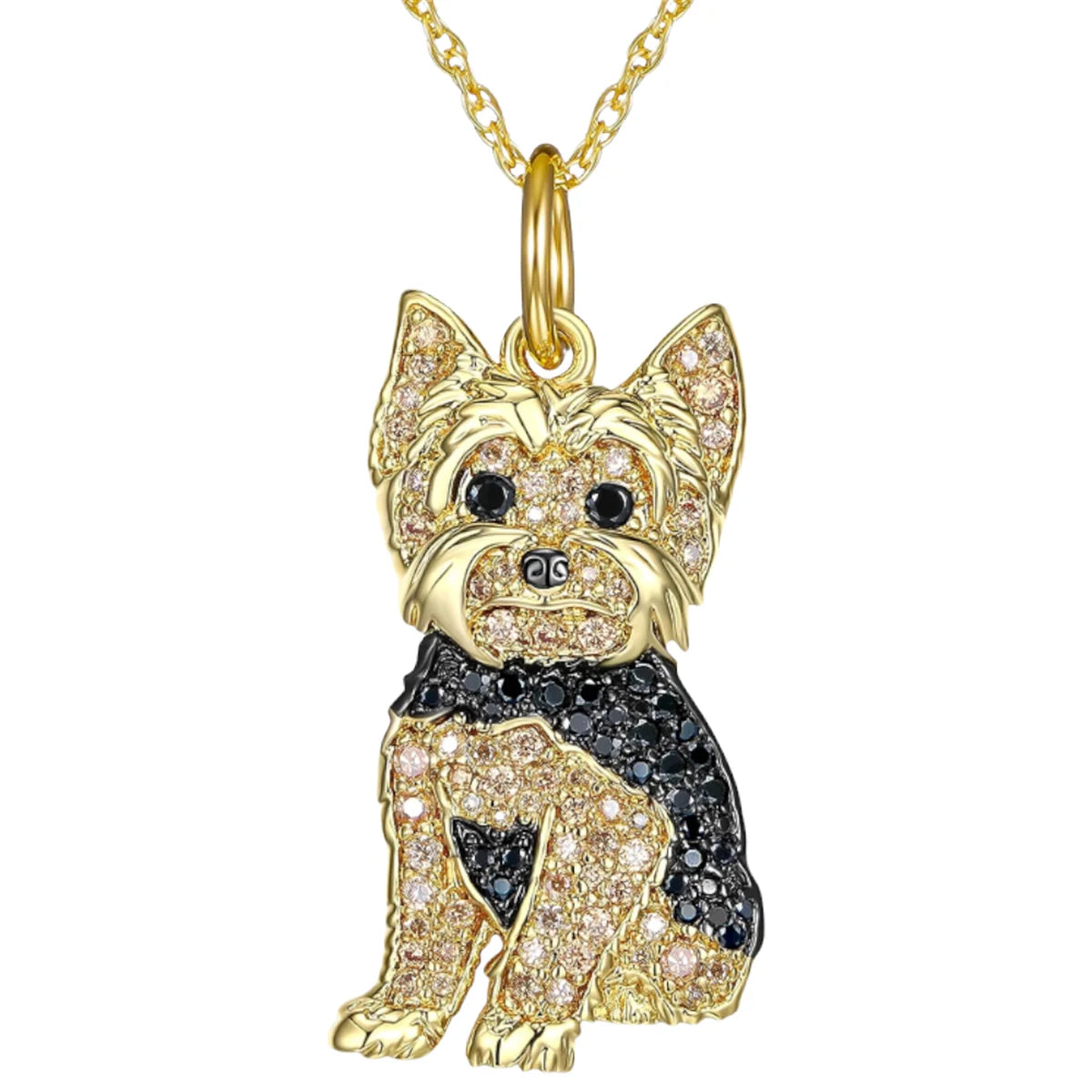 Yorkie Dog Pendant Necklace – Elegant Rhinestone Pet Jewelry for Women